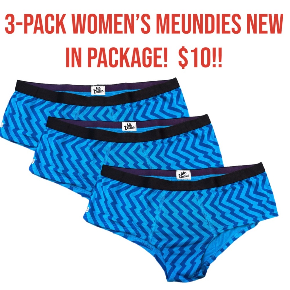 3-Pack MeUndies Women's Blue Underwear, Size Small